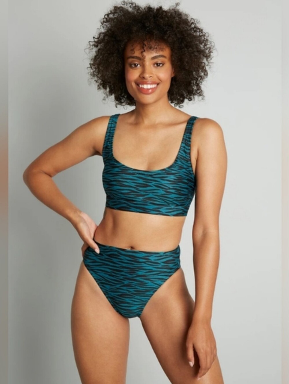 NWT Modcloth Teal Blue Green Zebra striped bikini bottom